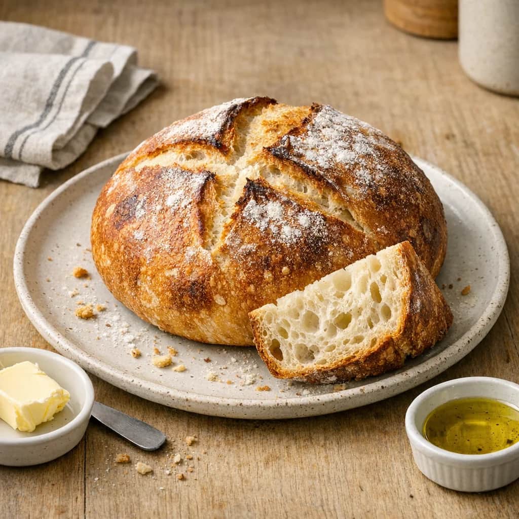 Artisan Boule - This classic French-style boule features a crisp, golden crust and an airy, chewy crumb. Made with simple pantry staples, it’s perfect for slicing and serving alongside soups, stews, or simply with butter.