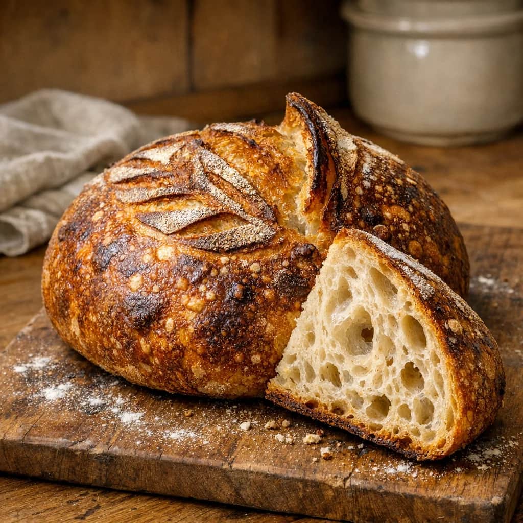 Rustic Sourdough Bread - Artisan sourdough bread with a perfect crust and tangy flavor.